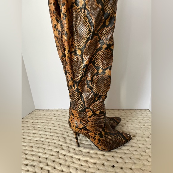 THIGH HIGH SNAKESKIN BOOTS - Picture 1 of 5
